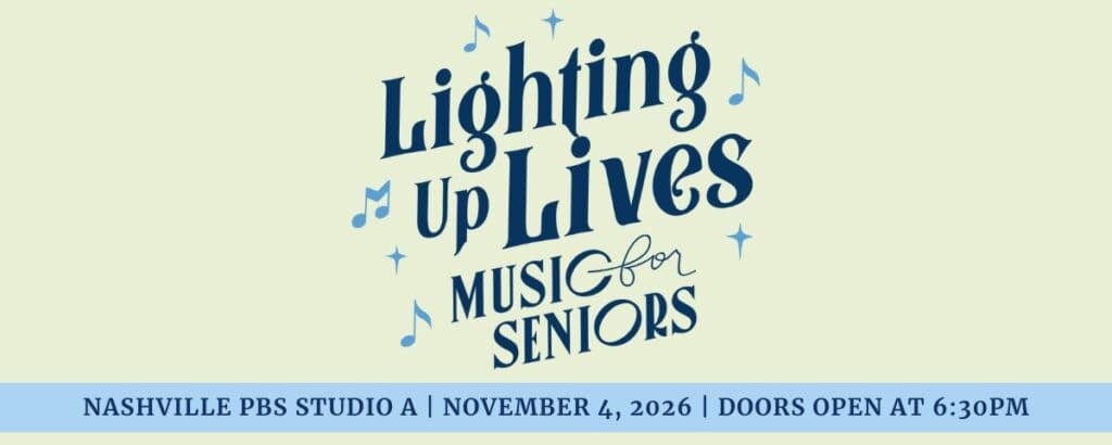 Lighting Up Lives Music for Seniors event poster with date and venue details.